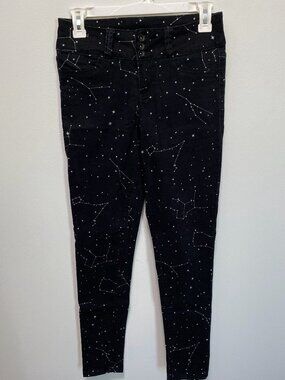 BLACKHEART black constellation pants, Super skinny jeans, Mystic goth star space